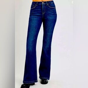 NWT RISEN High Rise Flare Jeans Stretch Women’s 11 / 30 Dark Wash Rdp5327